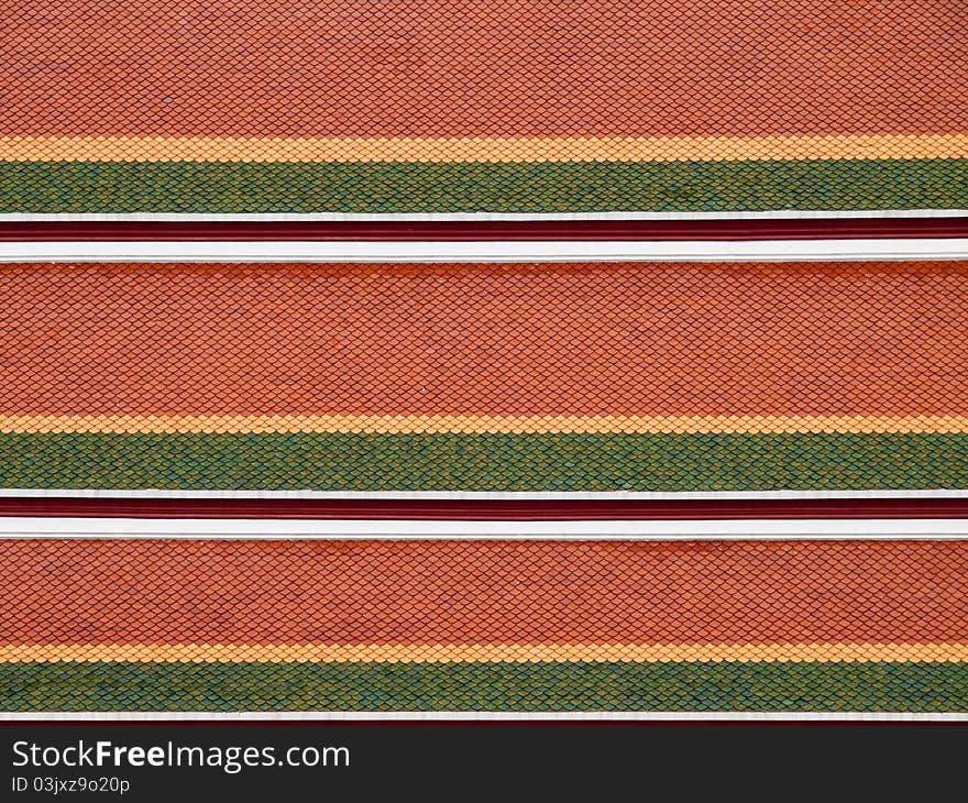 Clay tiles on Thai style roof at Wat Suthat Thepwararam