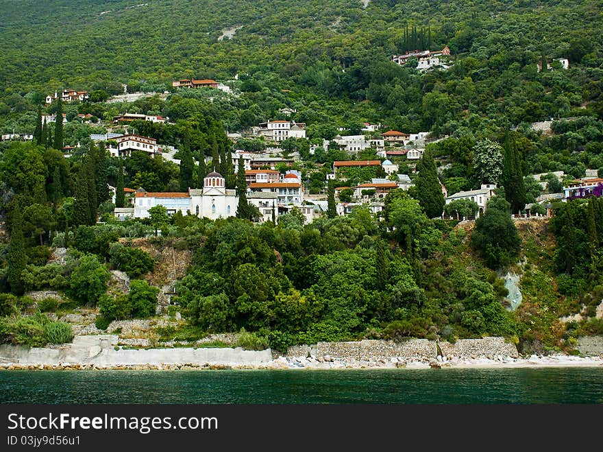 Traditional village on mount Athos, Greece