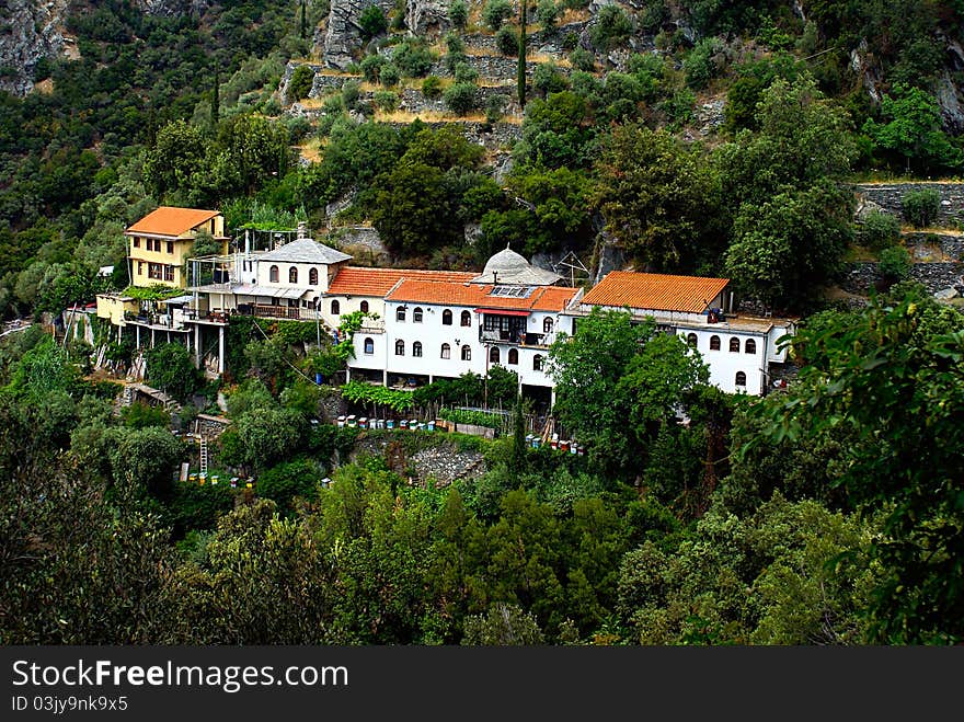 Traditional village on mount Athos, Greece