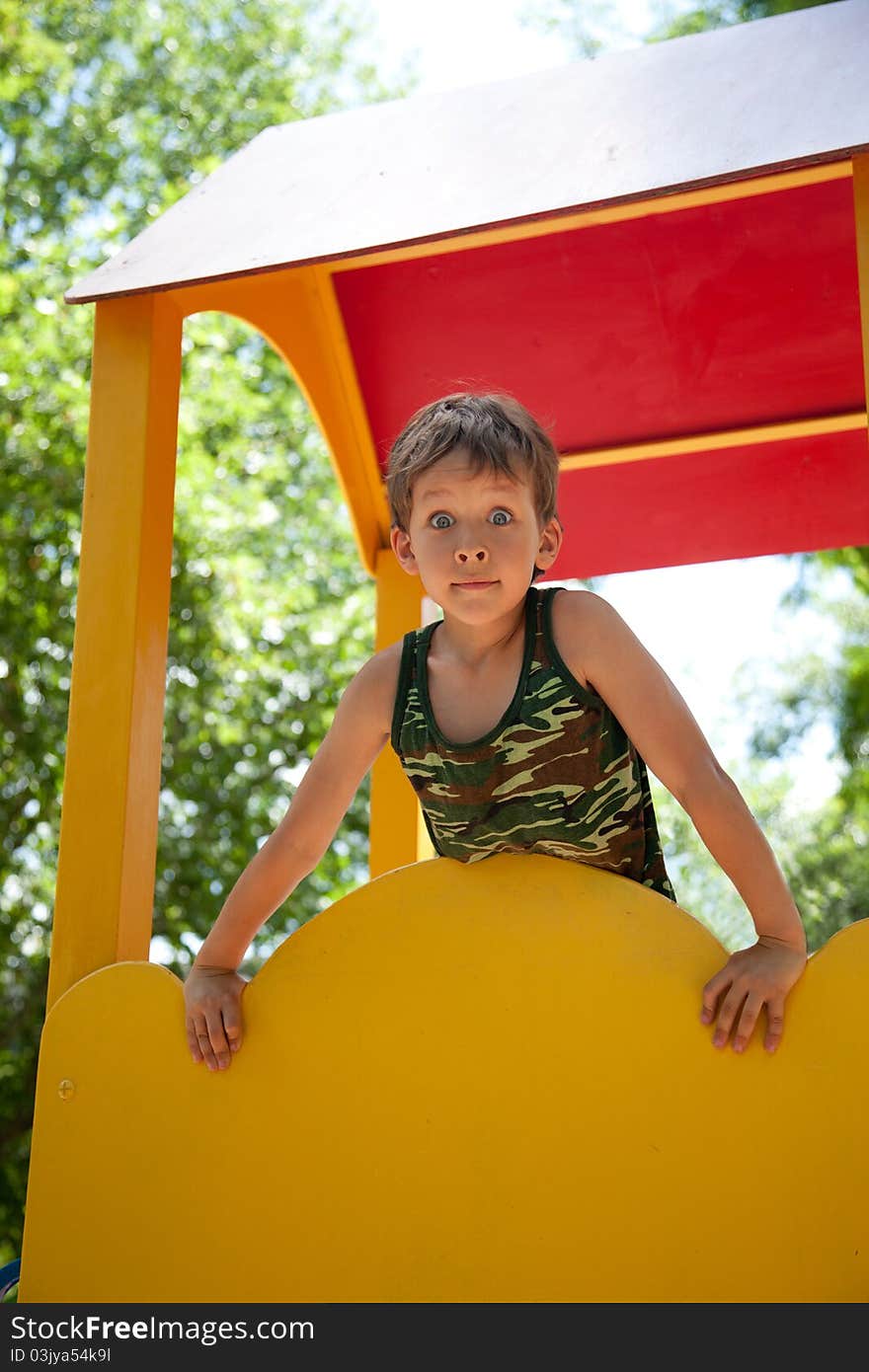 Cute young boy on playground