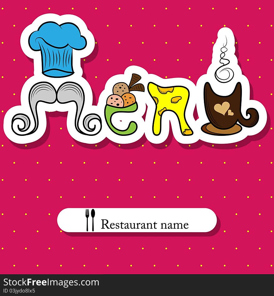 Vector menu pattern with funny letters