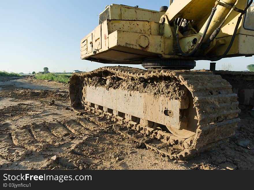 Digger, Heavy Duty construction equipment parked at work site