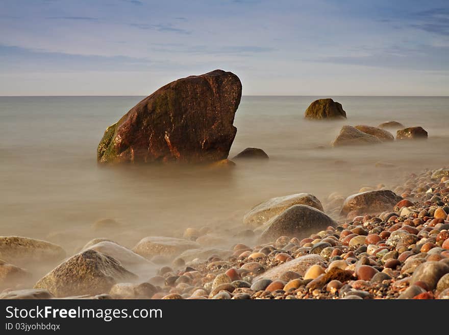 Evening at the Baltic Sea coast in Germany.