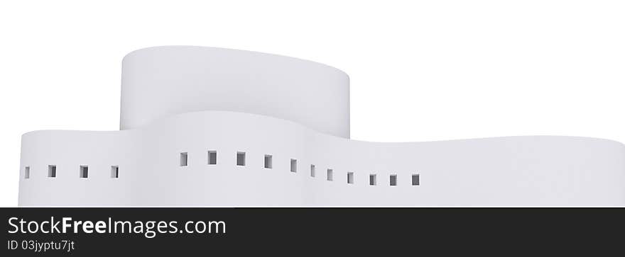 White building on a white background. 3d rendered illustration. White building on a white background. 3d rendered illustration