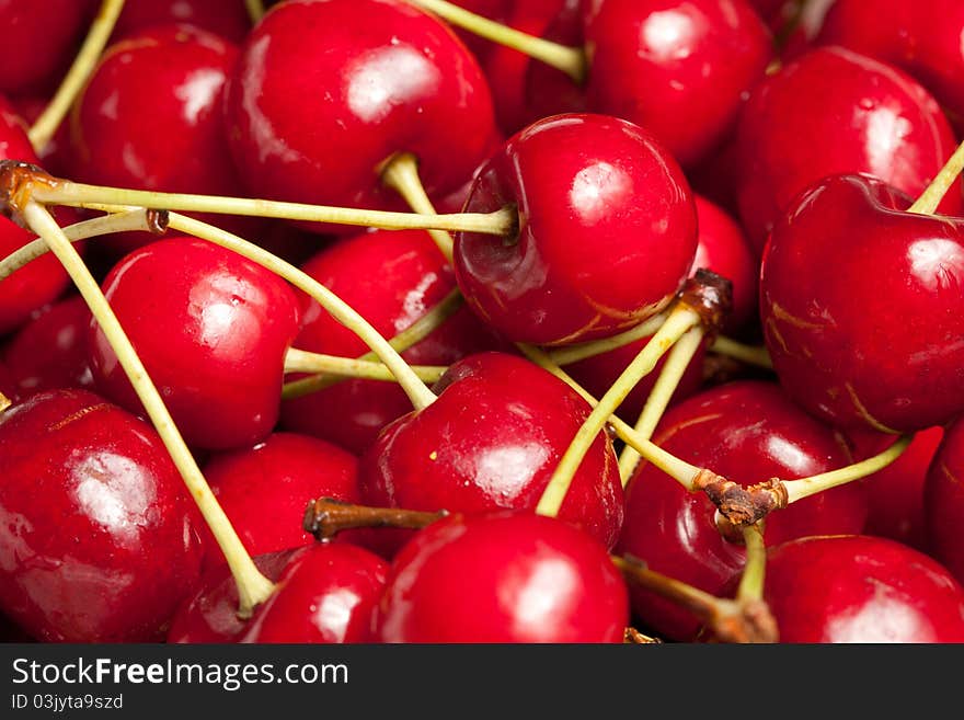 Many tasty fresh red cherries