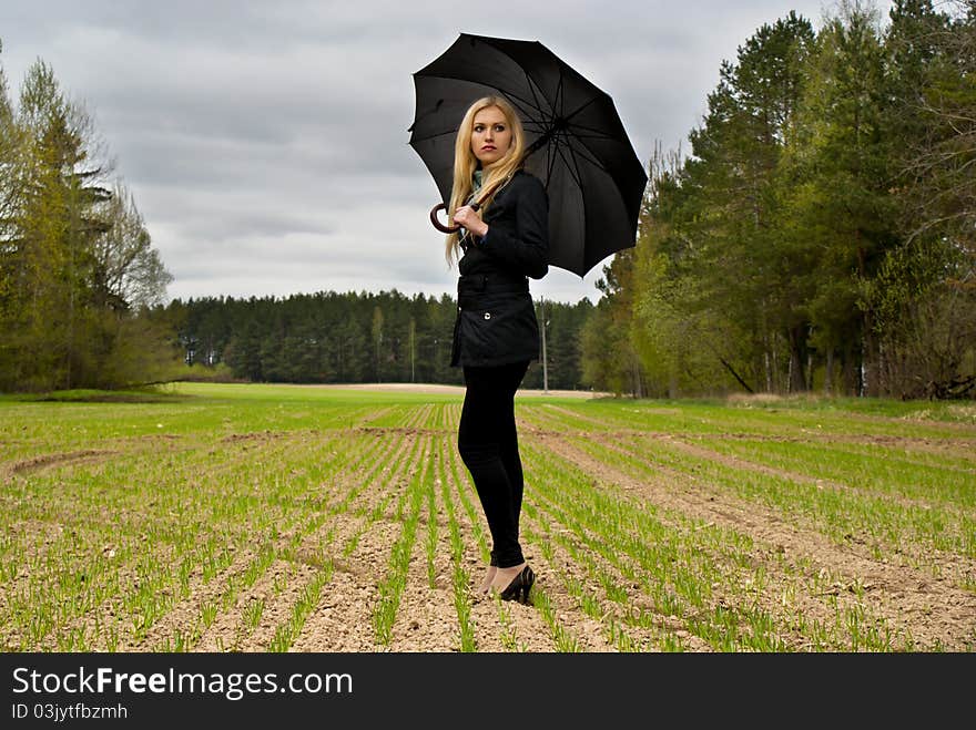 Girl On Rain. Portrait.