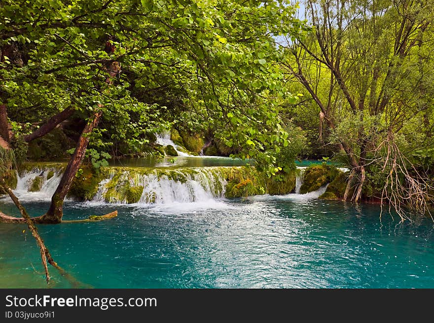 Plitvice lakes in Croatia - nature travel background