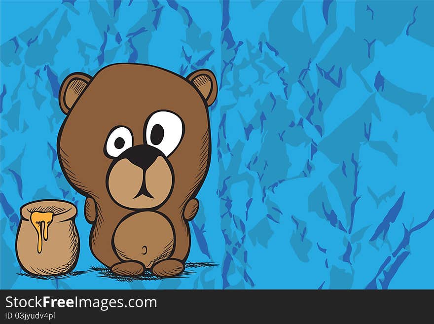 Illustration of a cute bear on blue background