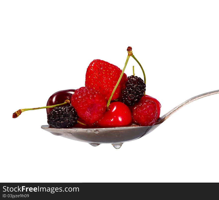 Image of assorted berries in a spoon