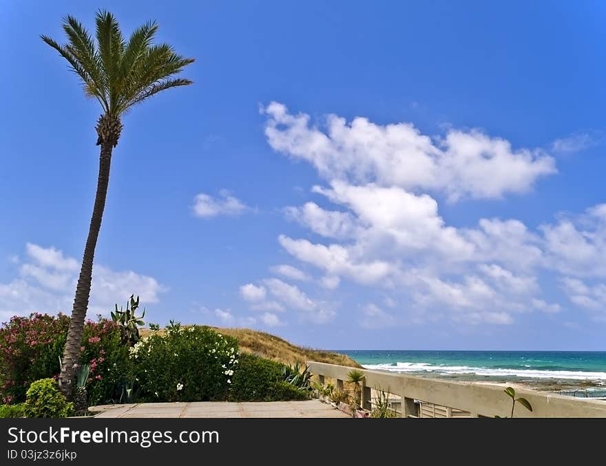 Beach of Mediterranean Sea, Haifa, Israel