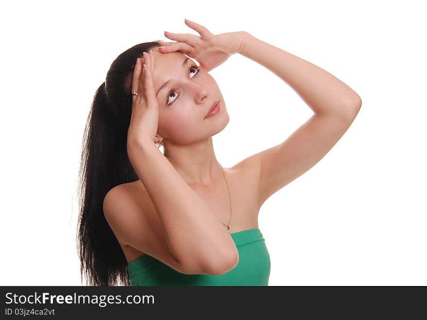 Portrait of the happy young woman, isolated on a white background. Portrait of the happy young woman, isolated on a white background