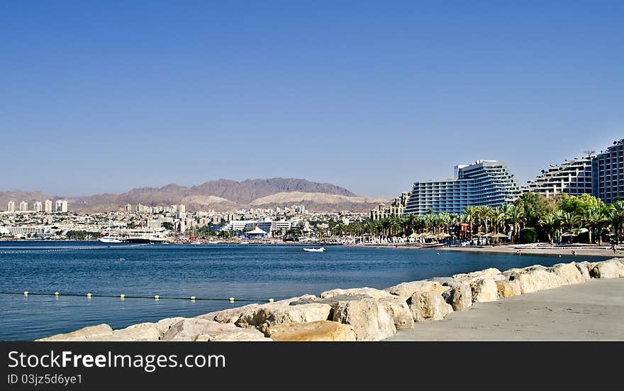 View on northern beach of Eilat, Israel