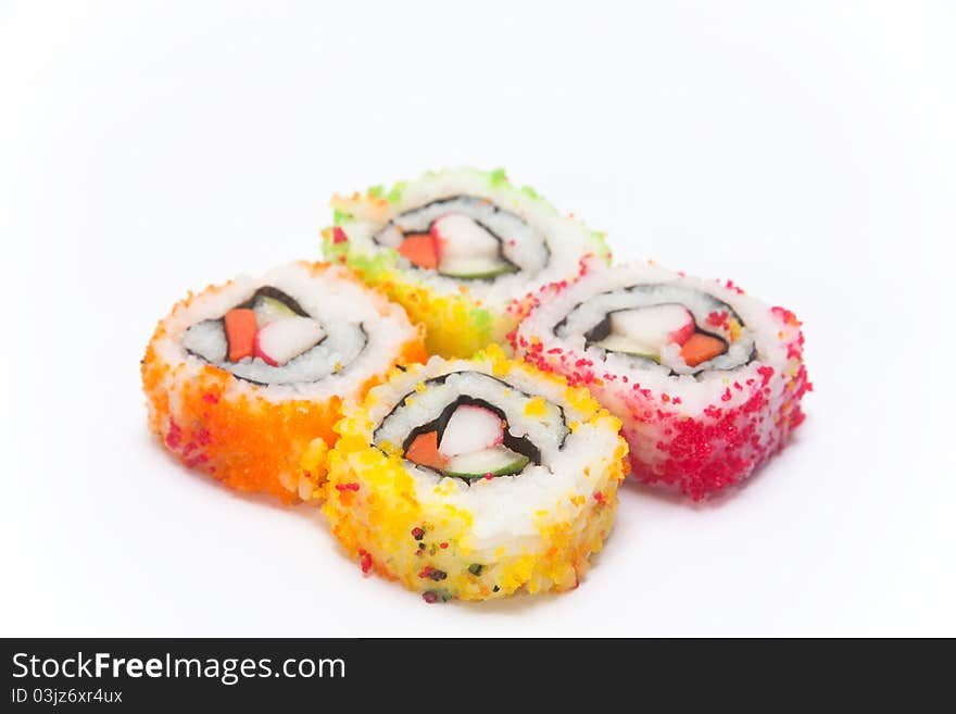 Sushi on white isolate.,it is one of japanese food