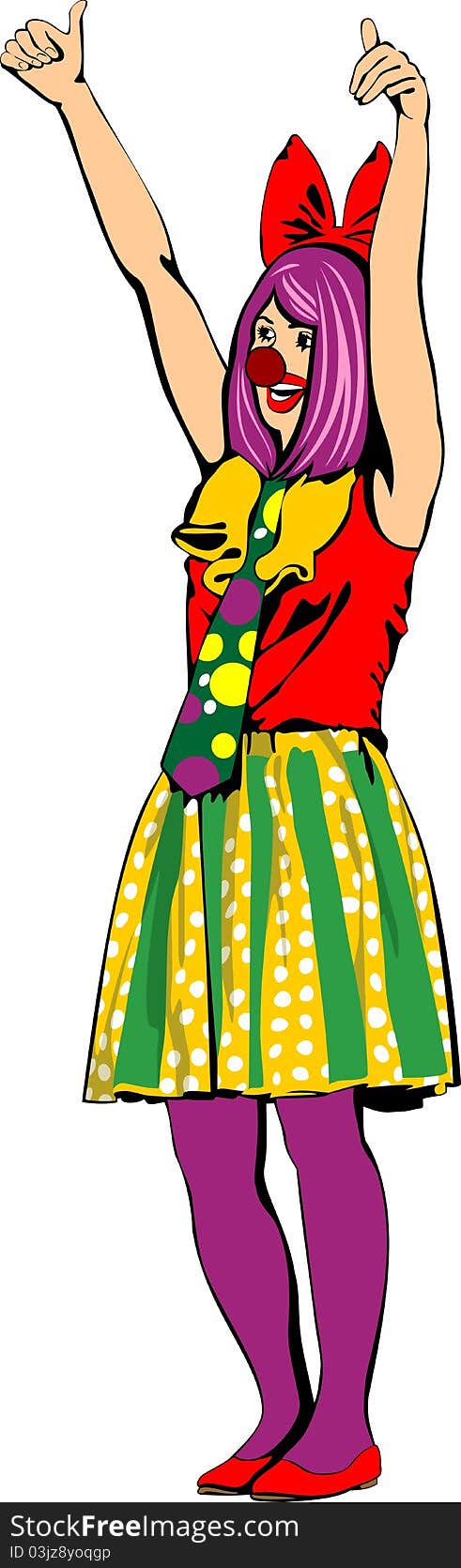 Illustration of fancy-dress girl clown