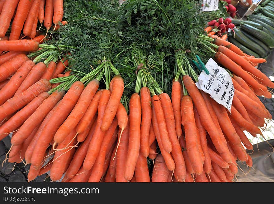 Fresh Carrots At The Local Market