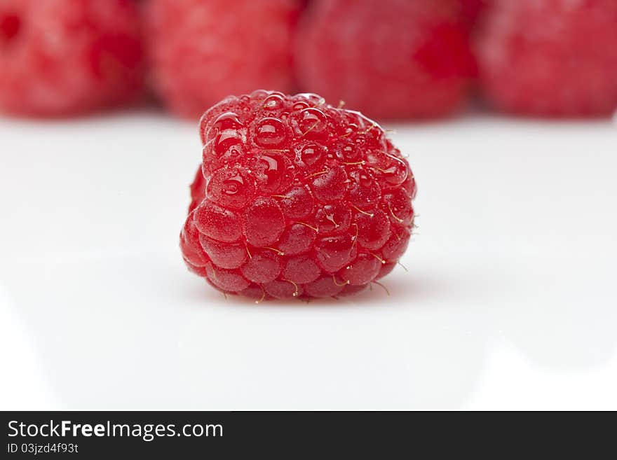 Fresh red raspberries