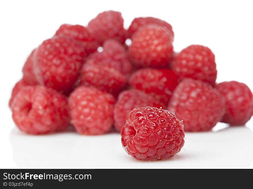 Fresh red raspberries