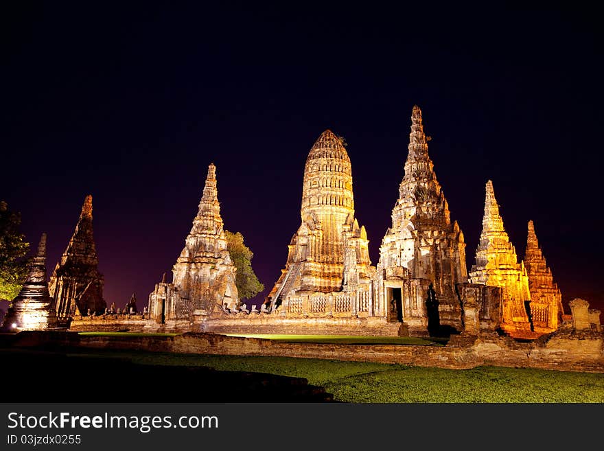 Wat Chaiwattanaram, the historical temple in Ayutthaya, Thailand