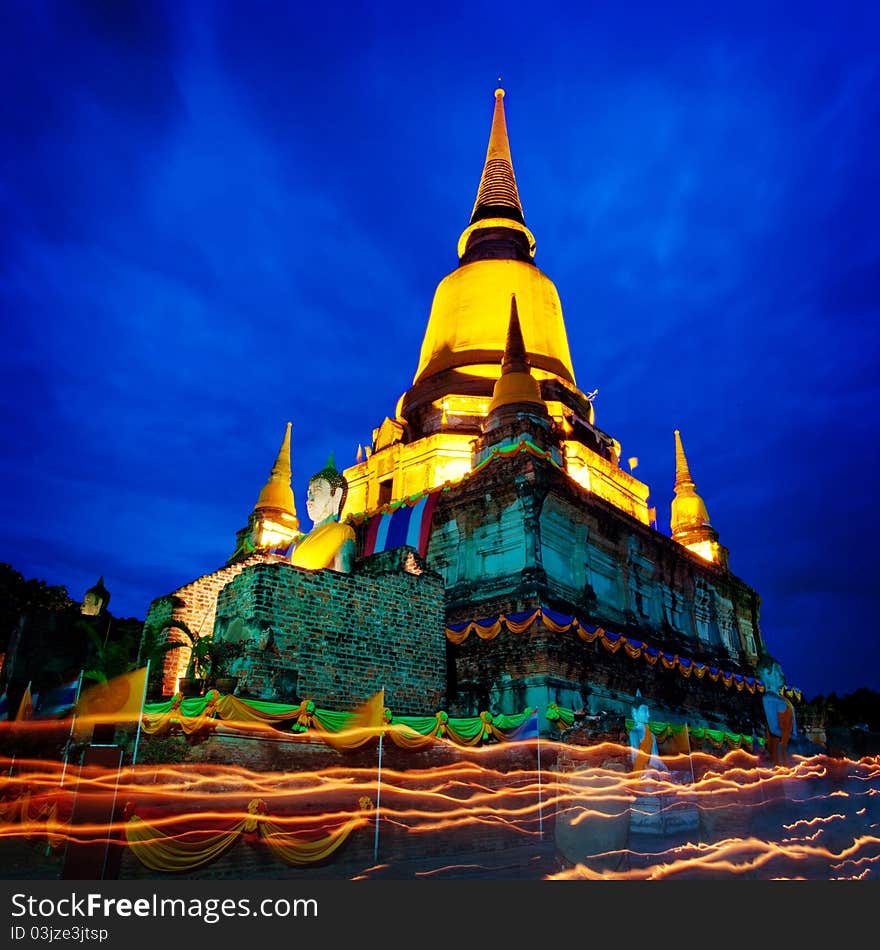 Wat yai chaimongkol in Ayutthaya, Thailand