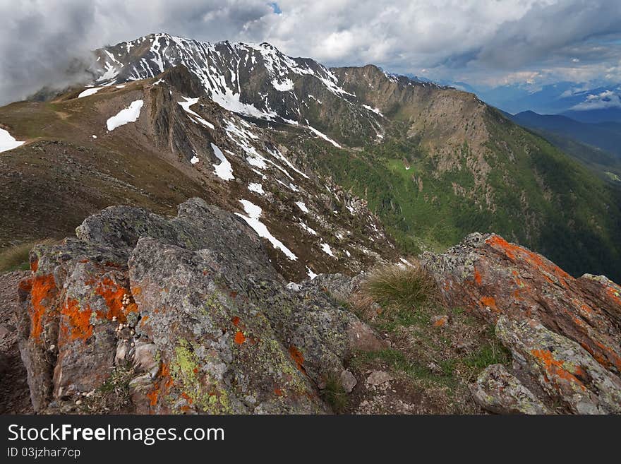 Piz-Tri Peak at 2308 meters on the sea-level. Brixia province, Lombardy region, Italy