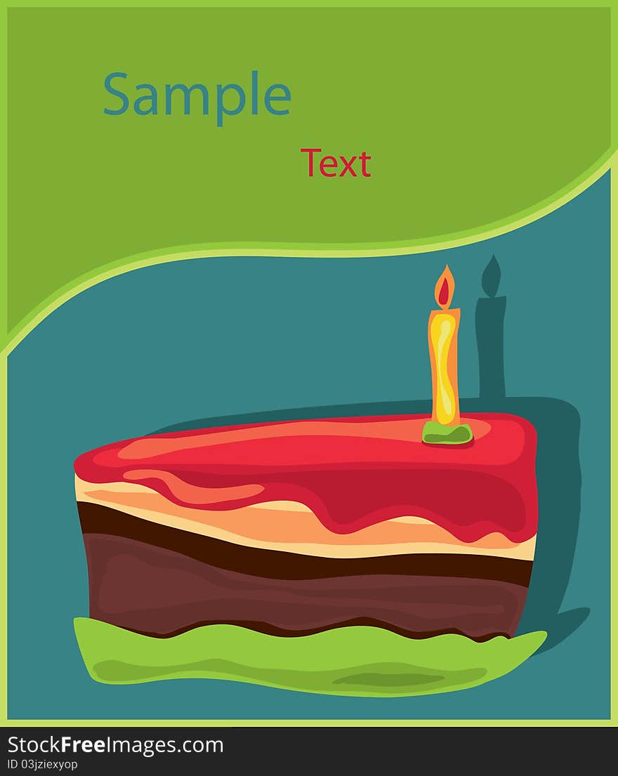 Piece Of Birthday Cake With Candle