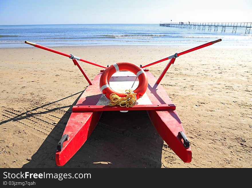 Old Rescue Boat On Beach