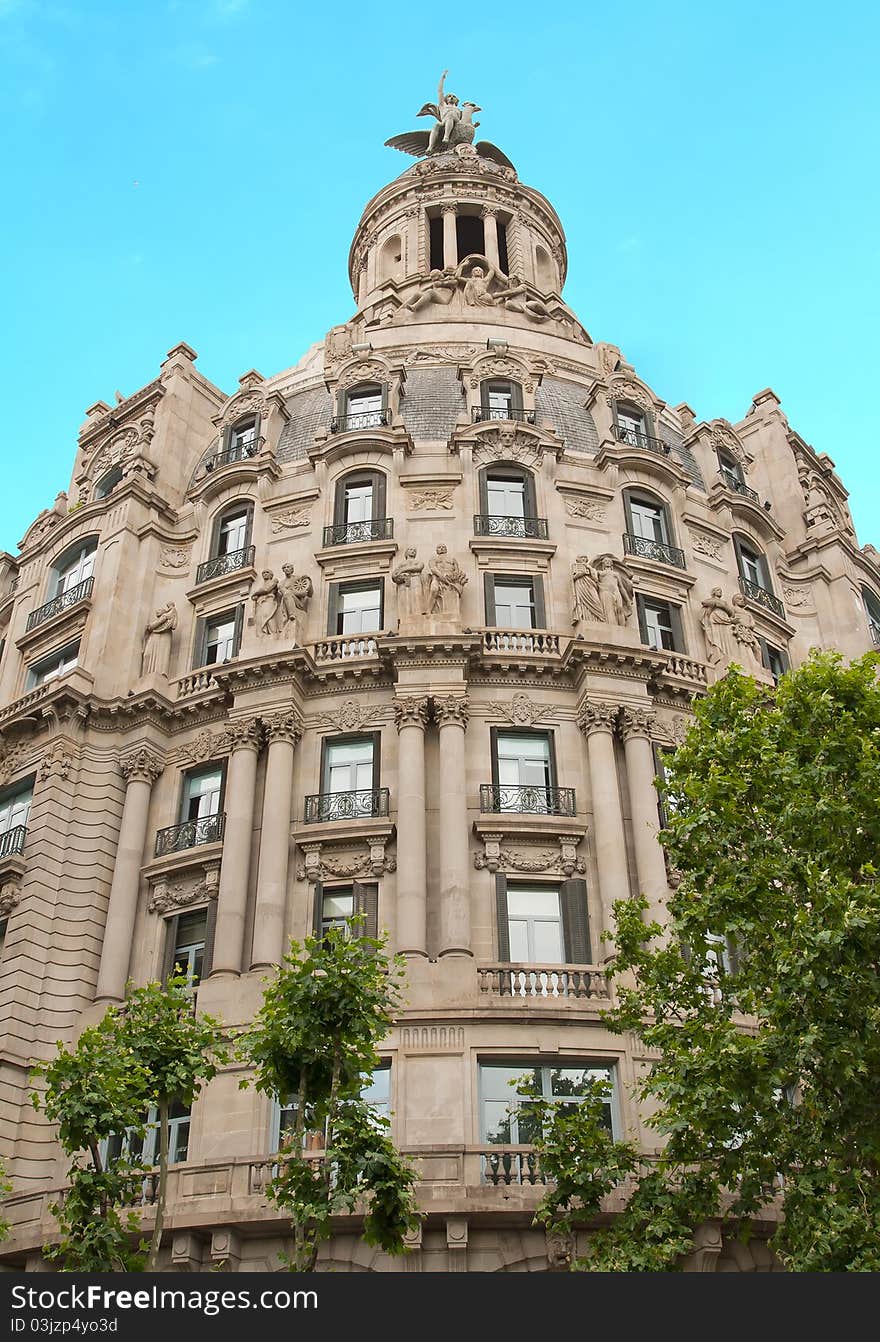 Detail on a Building Exterior in Barcelona; Europe