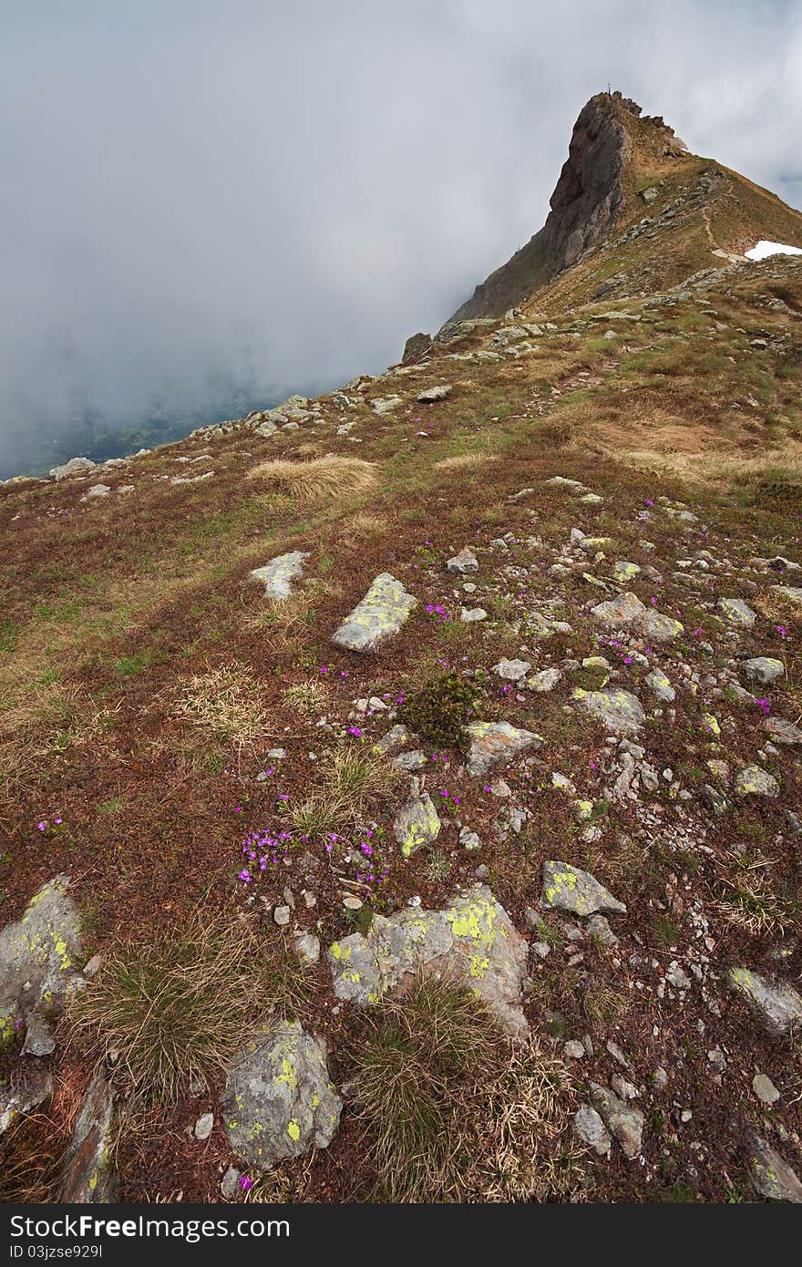 Piz-Tri Peak at 2308 meters on the sea-level. Brixia province, Lombardy region, Italy