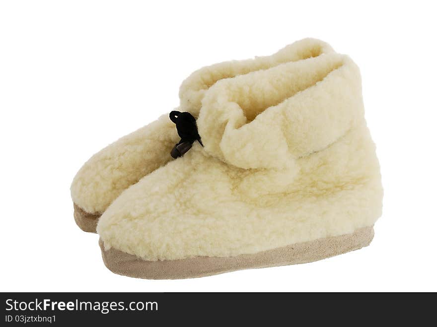 Pair of warm fur cozy boots