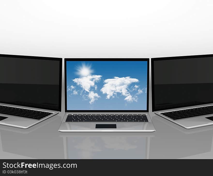 Image of computer technology on a white background isolated. Image of computer technology on a white background isolated