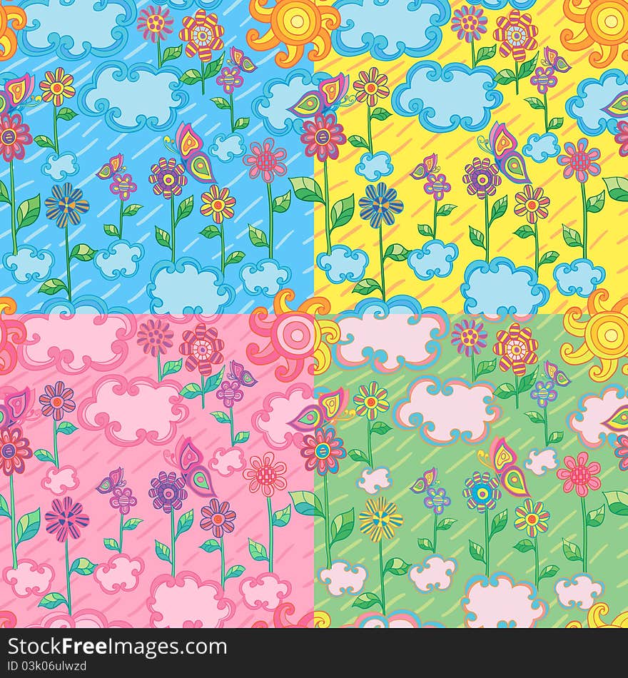 Bright seamless patterns