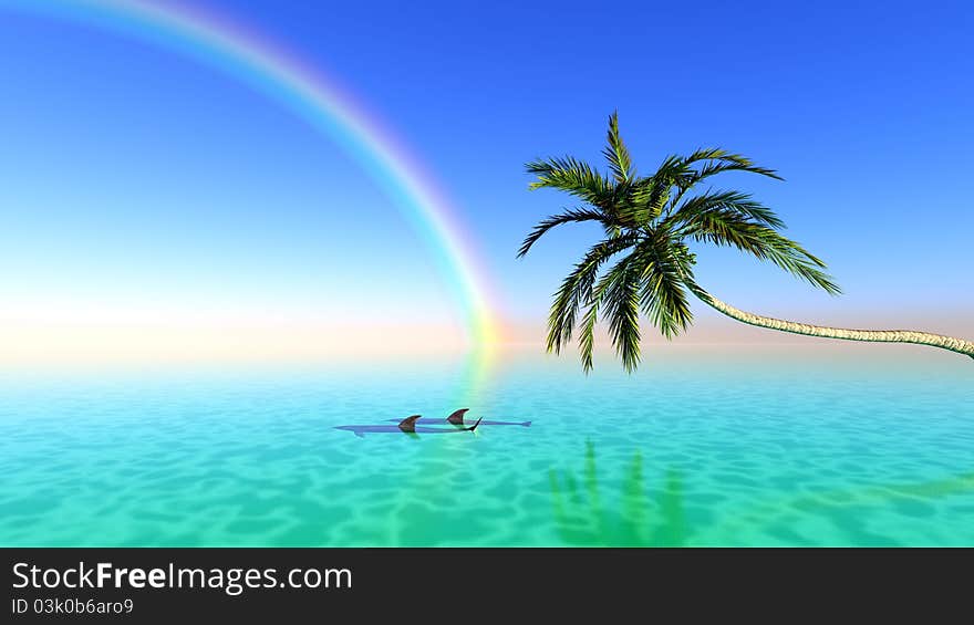 The horizon and palm tree