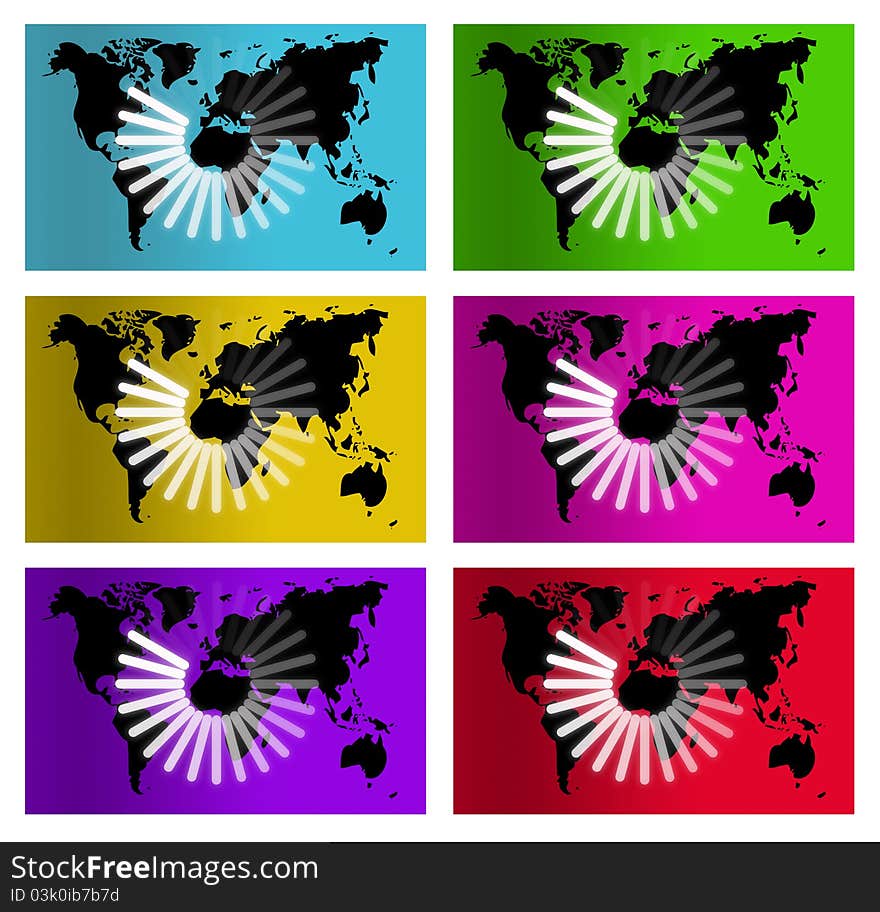 Art work for internet loading concepts with back color world map back ground