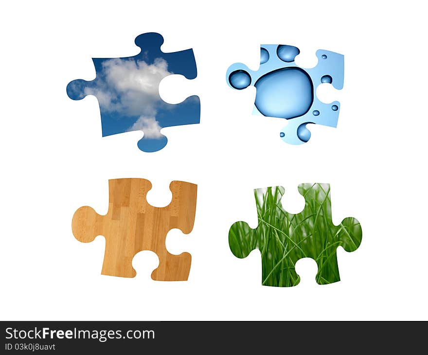 Element jigsaw pieces isolated against a white background