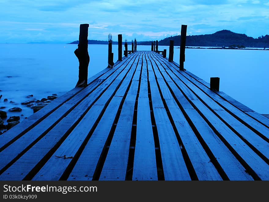 Wood bridge in the morning