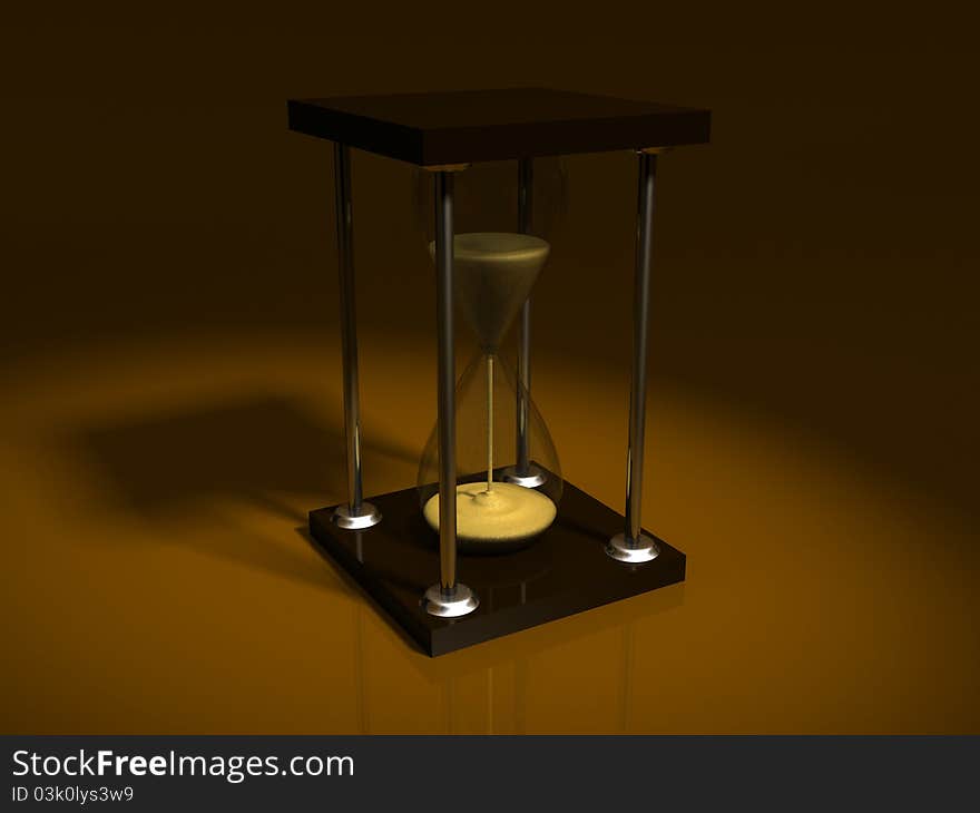 Stylish hourglass in the ray of light 3d