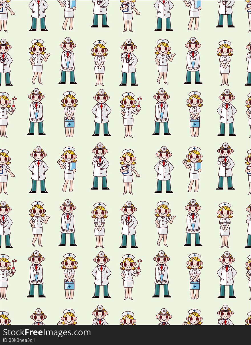 Seamless doctor and nurse pattern