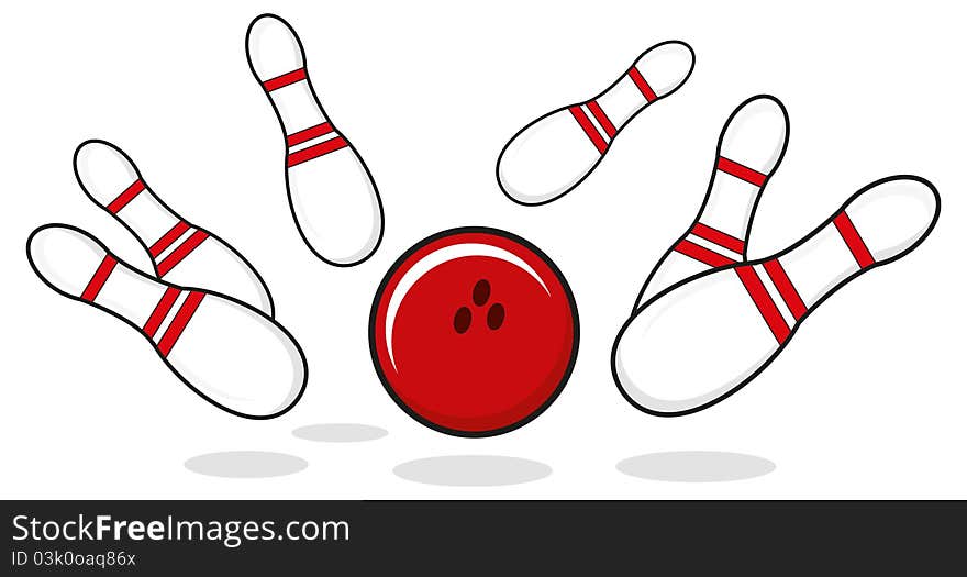 Illustration of bowling ball get a goal in a game. Illustration of bowling ball get a goal in a game