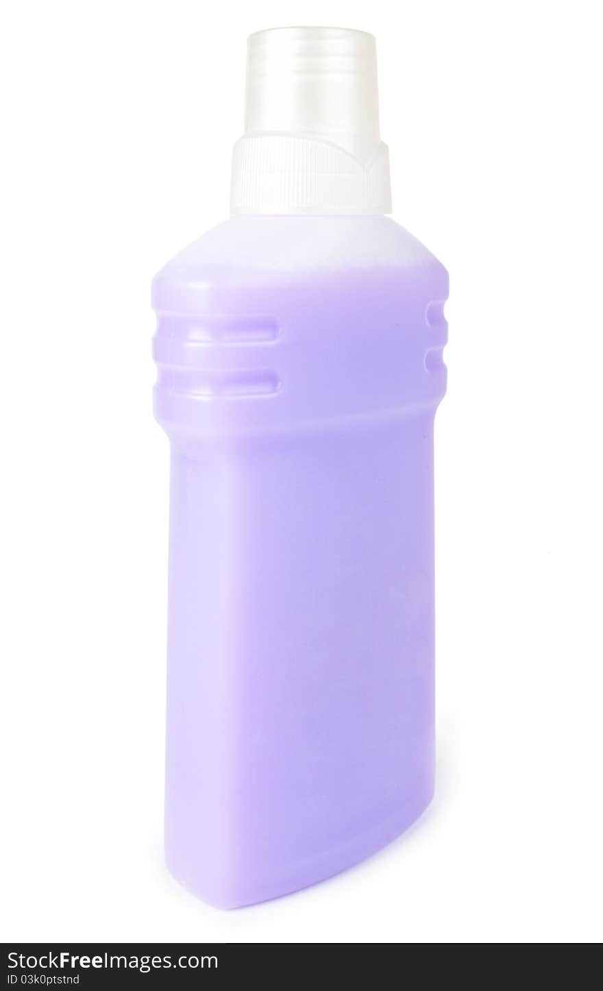 One blue clean bottle isolated on white background