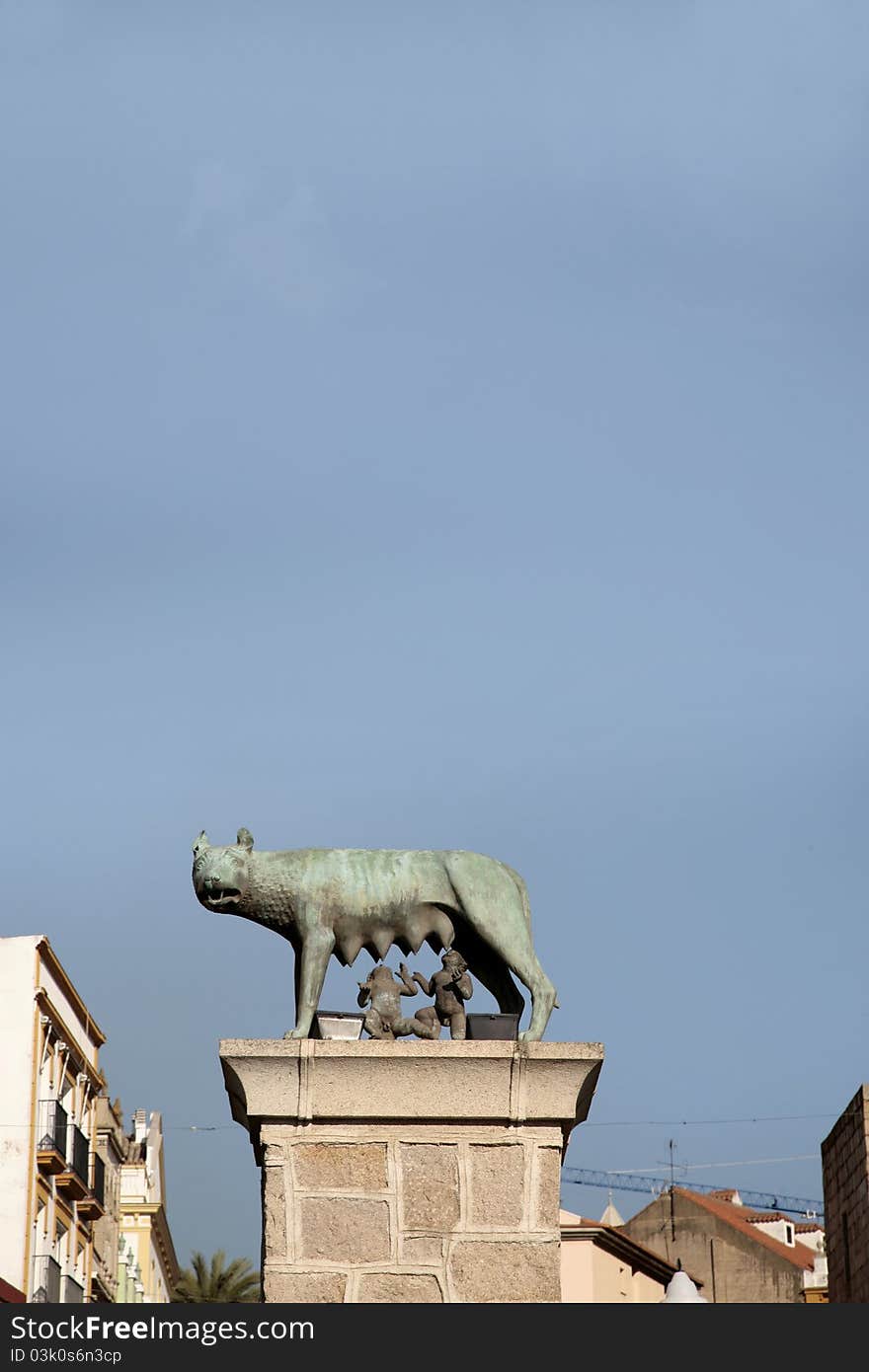 Roman capitoline wolf breastfeeding Romulus and Remus in Merida (Spain). Roman capitoline wolf breastfeeding Romulus and Remus in Merida (Spain)