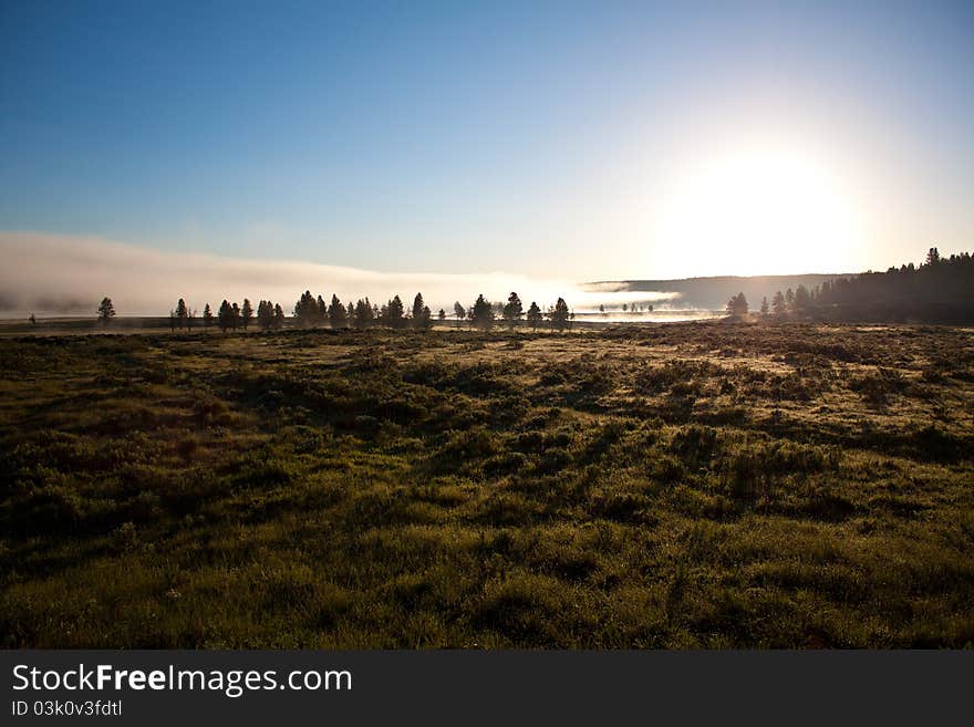 Sunrise over the Hayden Valley in Yellowstone National Park, WY