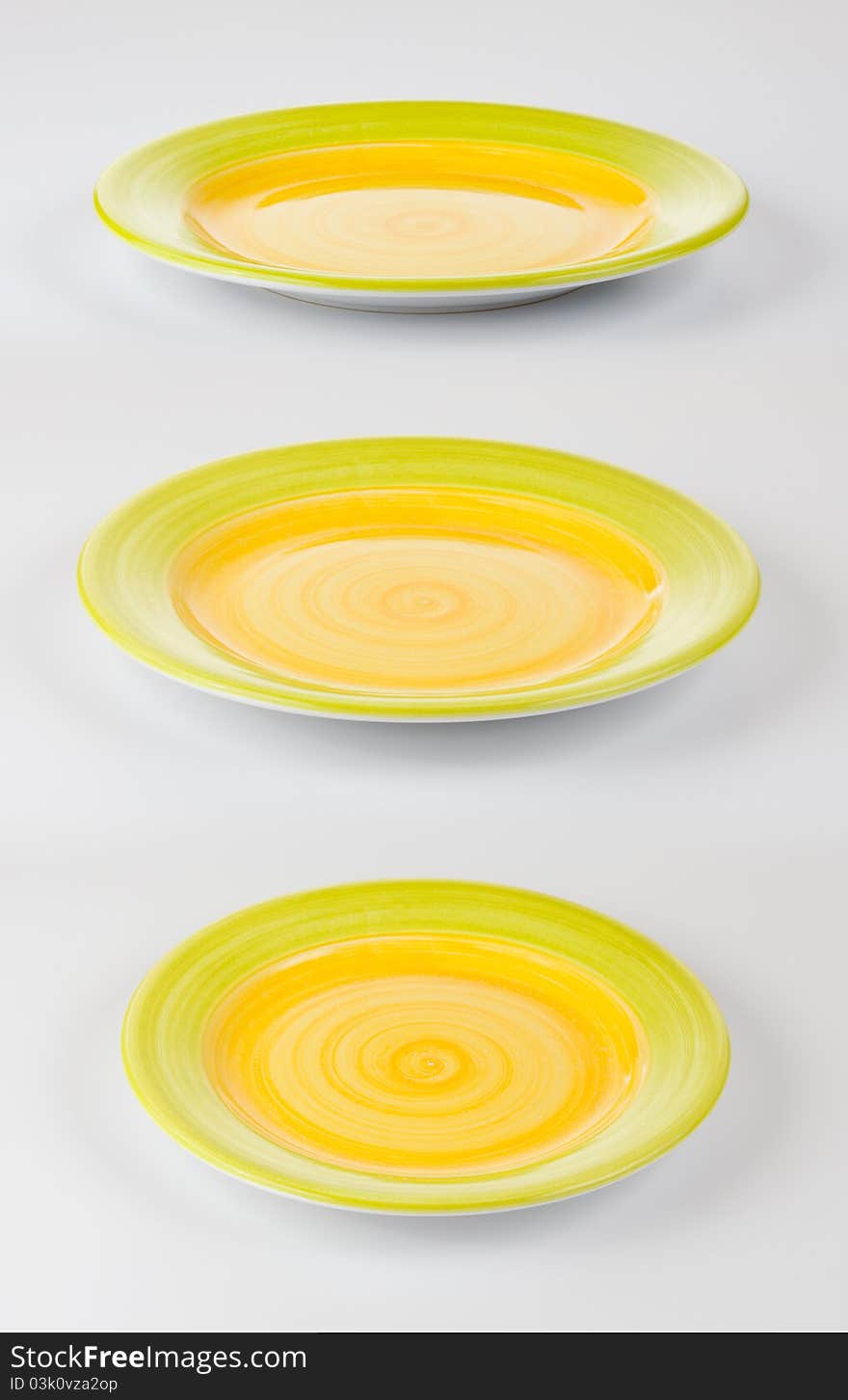 Set of color round plates or dishes