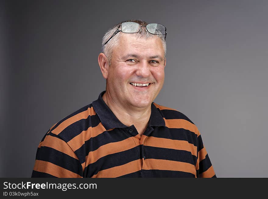 Smiling Man In Stripped T-shirt