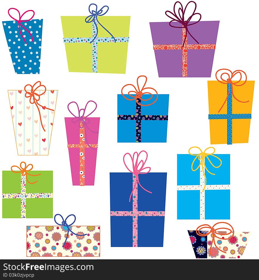 Presents set with funny bows