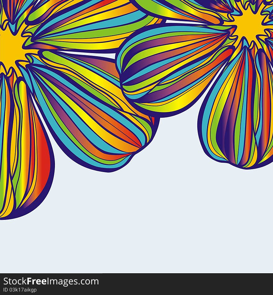 Vector postcard which consist of colorful flowers. Vector illustration. Vector postcard which consist of colorful flowers. Vector illustration