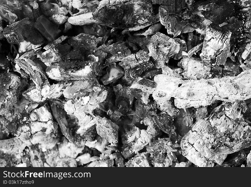 Pile Of Grey Ashes From The Burned Wood