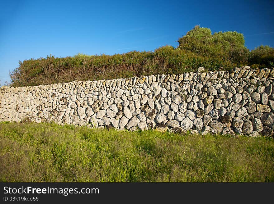 Wall of stones in Menorca