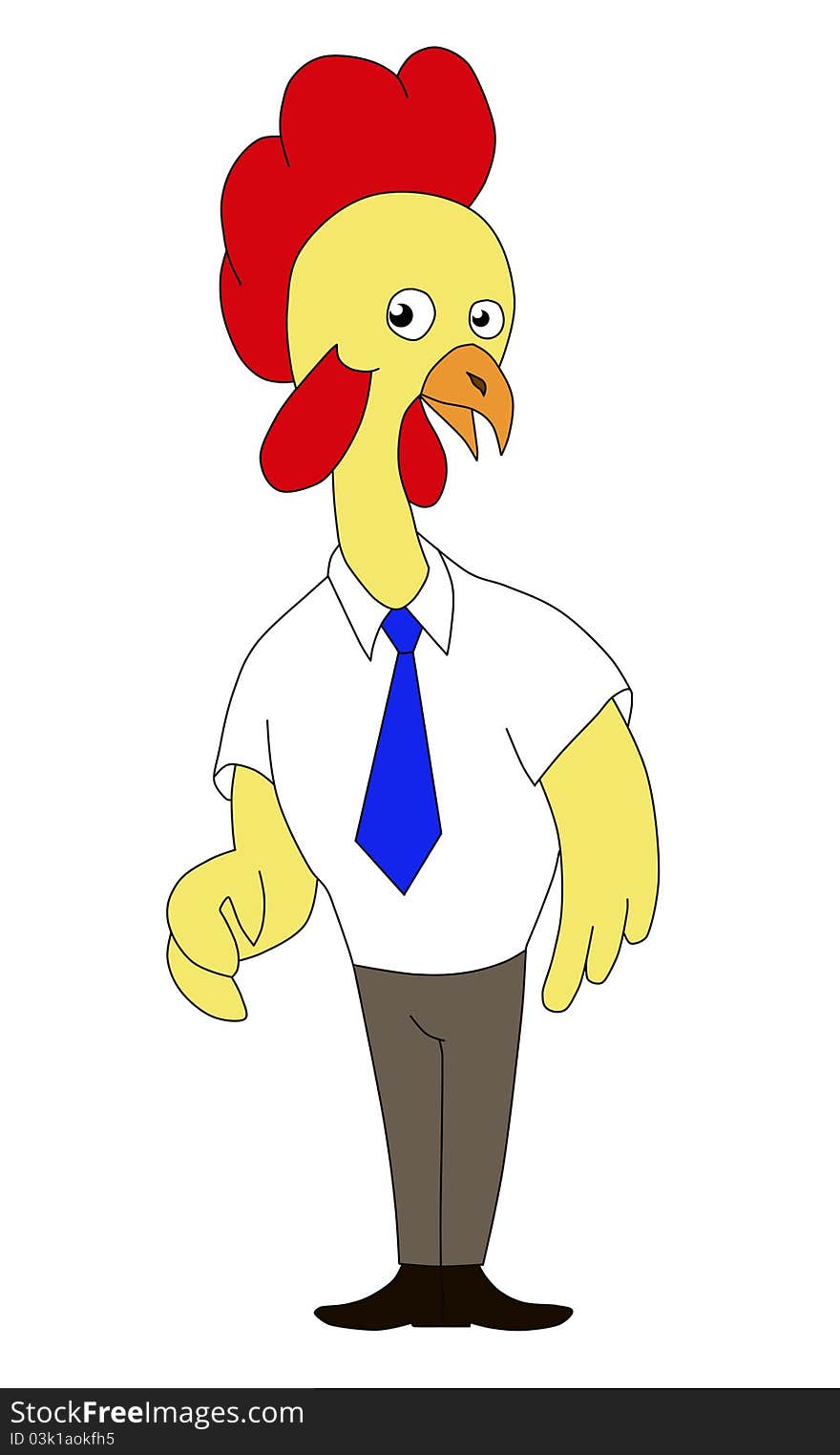 Cartoon rooster chicken standing surprised