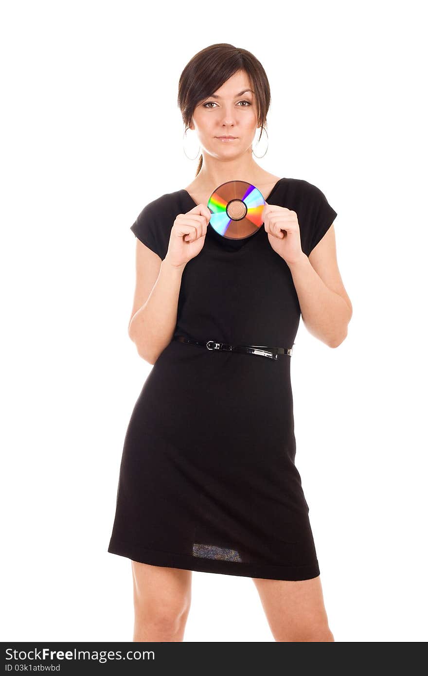 Young Woman Holding Audio Disk