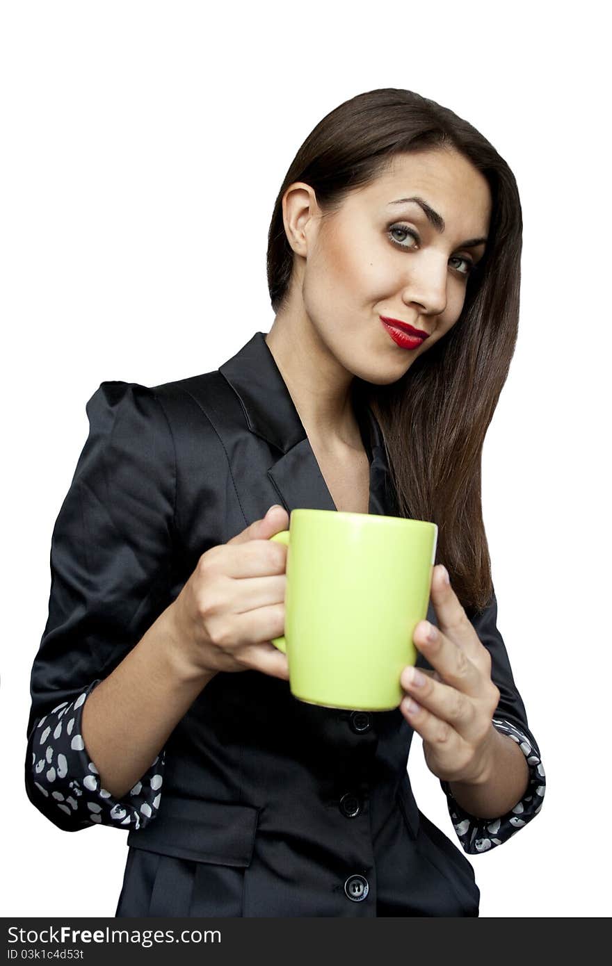 Businesswoman With A Cup Of Tea Or Coffee